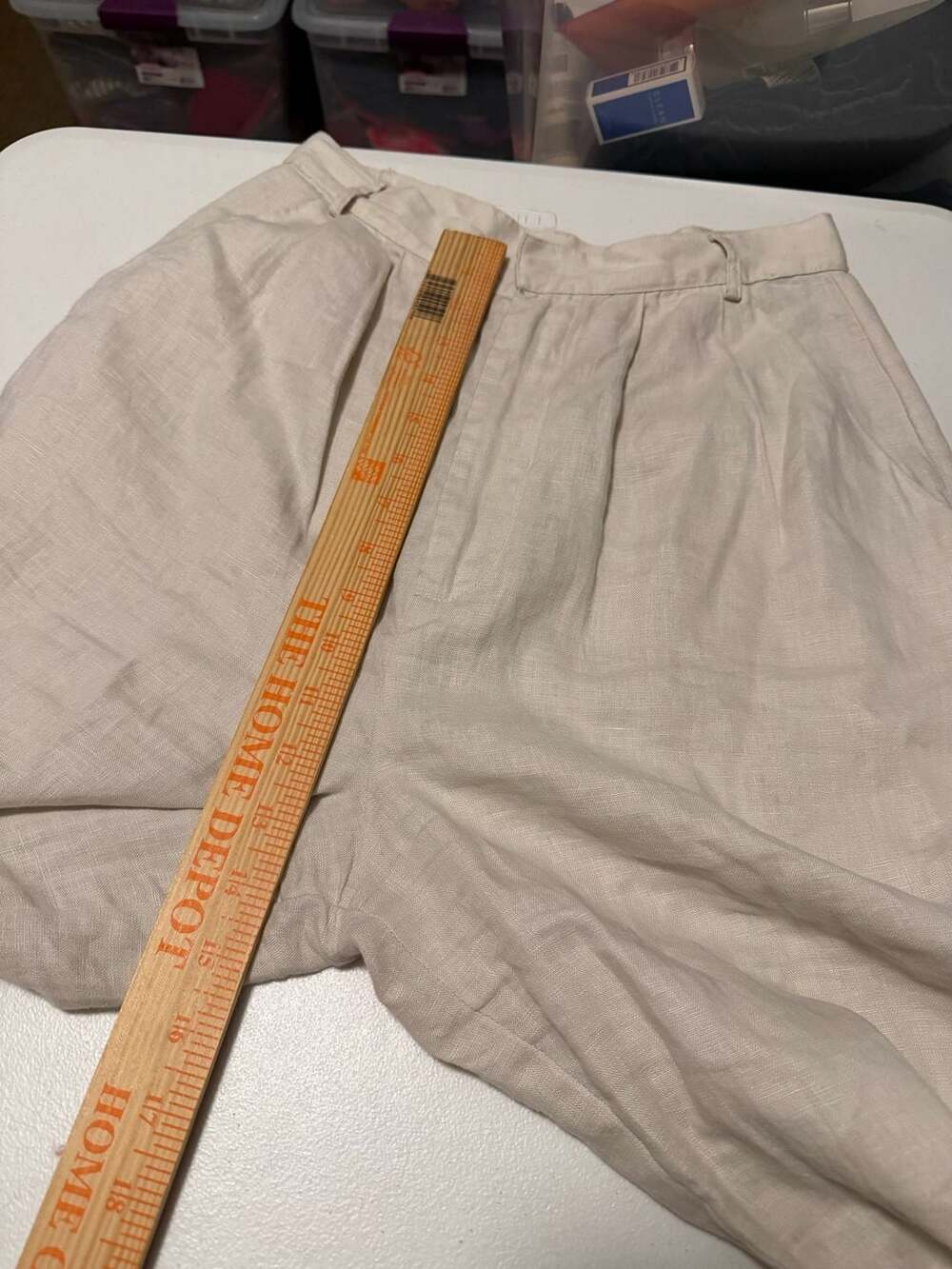 Sundays by We Are Sundays Beige 100% Linen Pleated Wide-Leg Pants XS - Picture 7 of 8